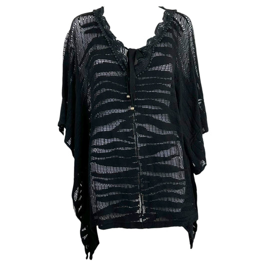 Roberto Cavalli Black Zebra Cashmere Knit Beach Cover-Up
