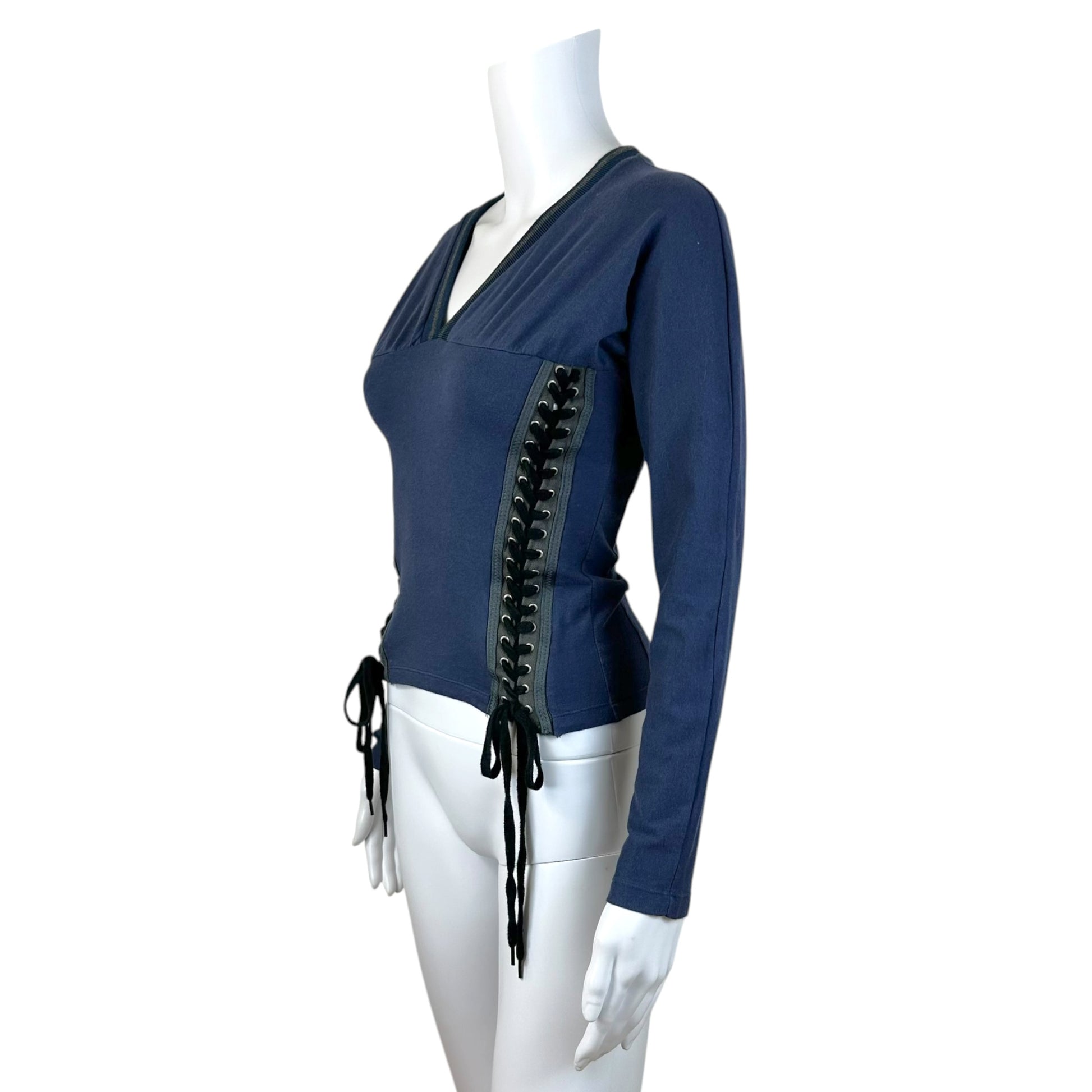 D&G Navy Blue Lace Up Long Sleeve T-Shirt