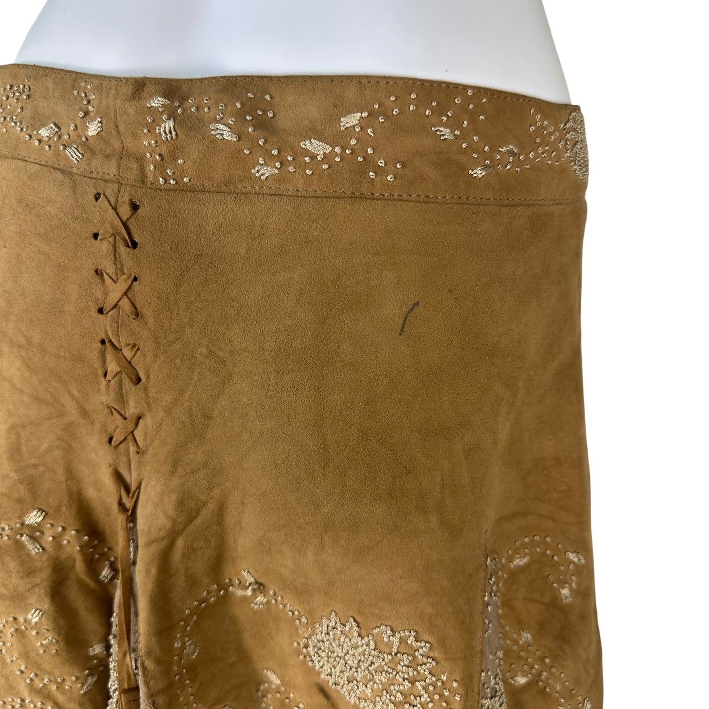 Roberto Cavalli Class Brown Suede Embroidered Mini Skirt