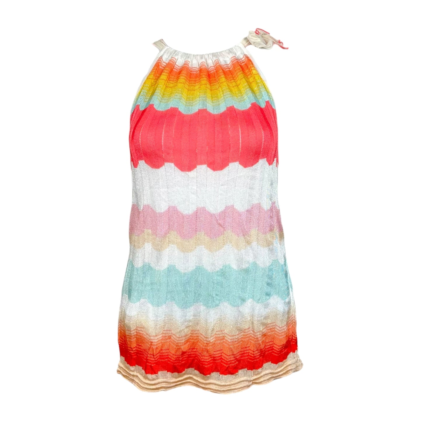 Missoni Multicolor Chevron Knit Tie Neck Halter Tank