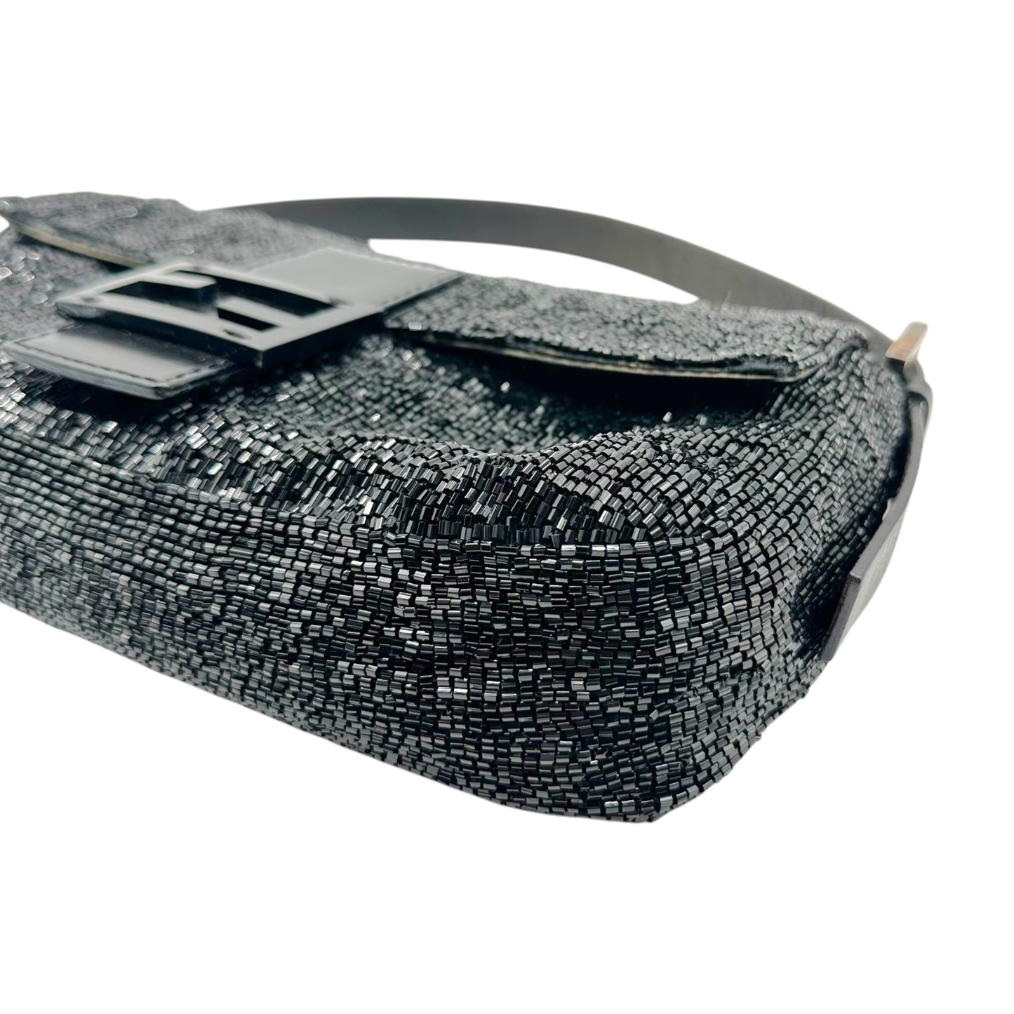 Fendi Black Beaded Baguette Bag