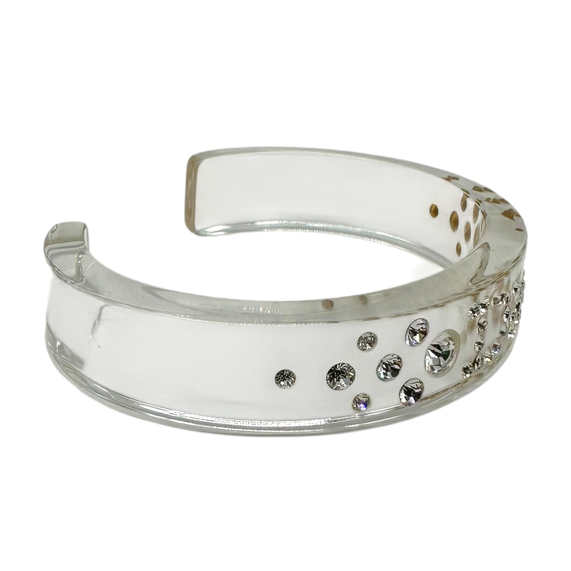 Christian Dior Silver Crystal Clear Bangle Cuff Bracelet