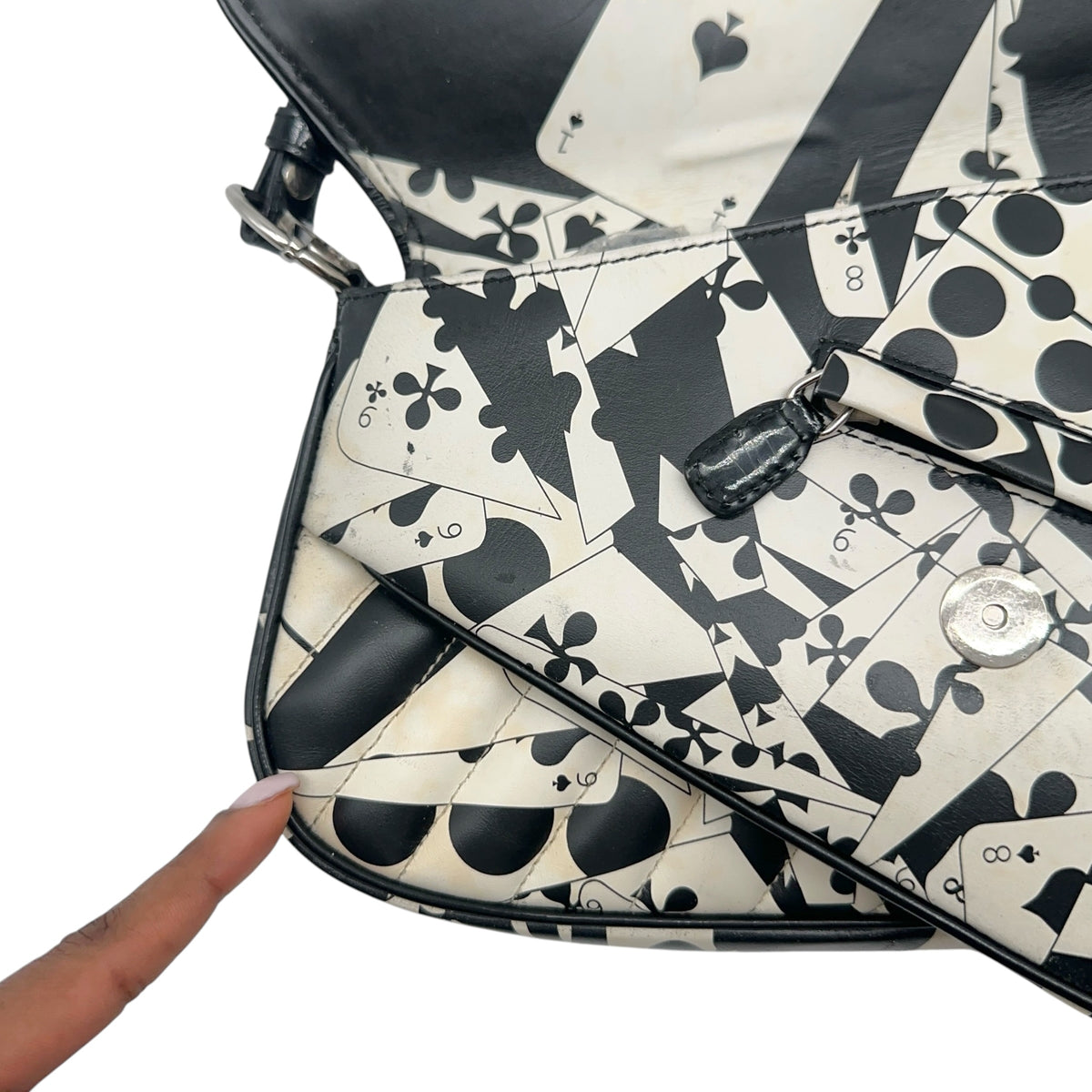 Christian Dior Black Playing Card Print Shoulder Bag