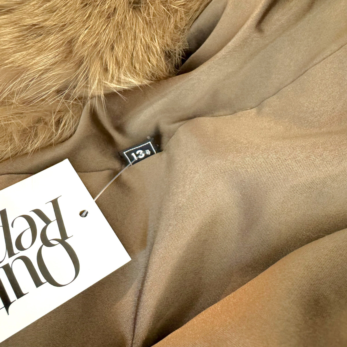 Vintage Fox Fur Coat Light Taupe Brown 1990s XS