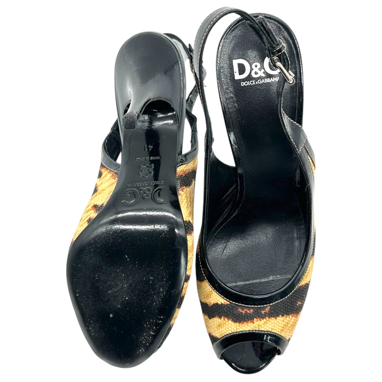D&G Dolce & Gabbana Tiger Print Slingback Heels