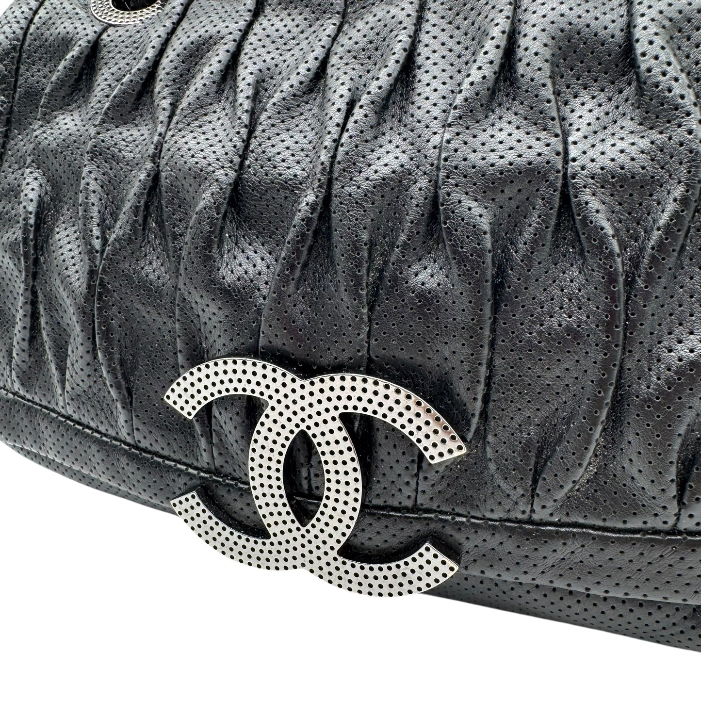 Chanel Black Perforated Leather Shoulder Bag - Outfit Repeater