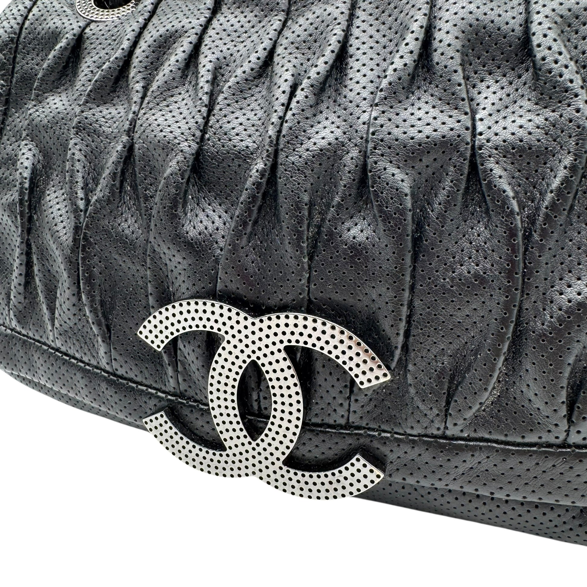 Chanel Black Perforated Leather Shoulder Bag - Outfit Repeater