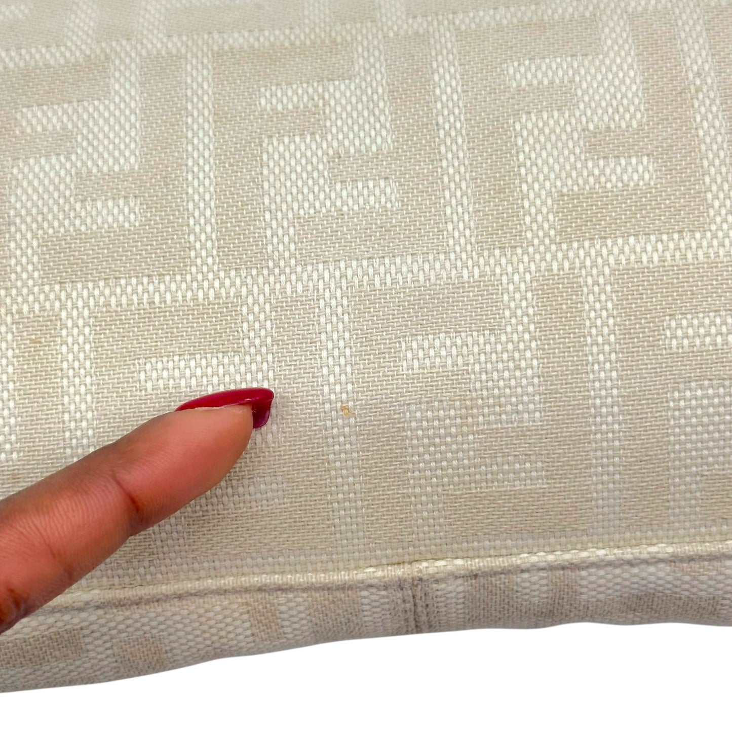 Fendi Ivory Zucca & Brown Leather Baguette Bag