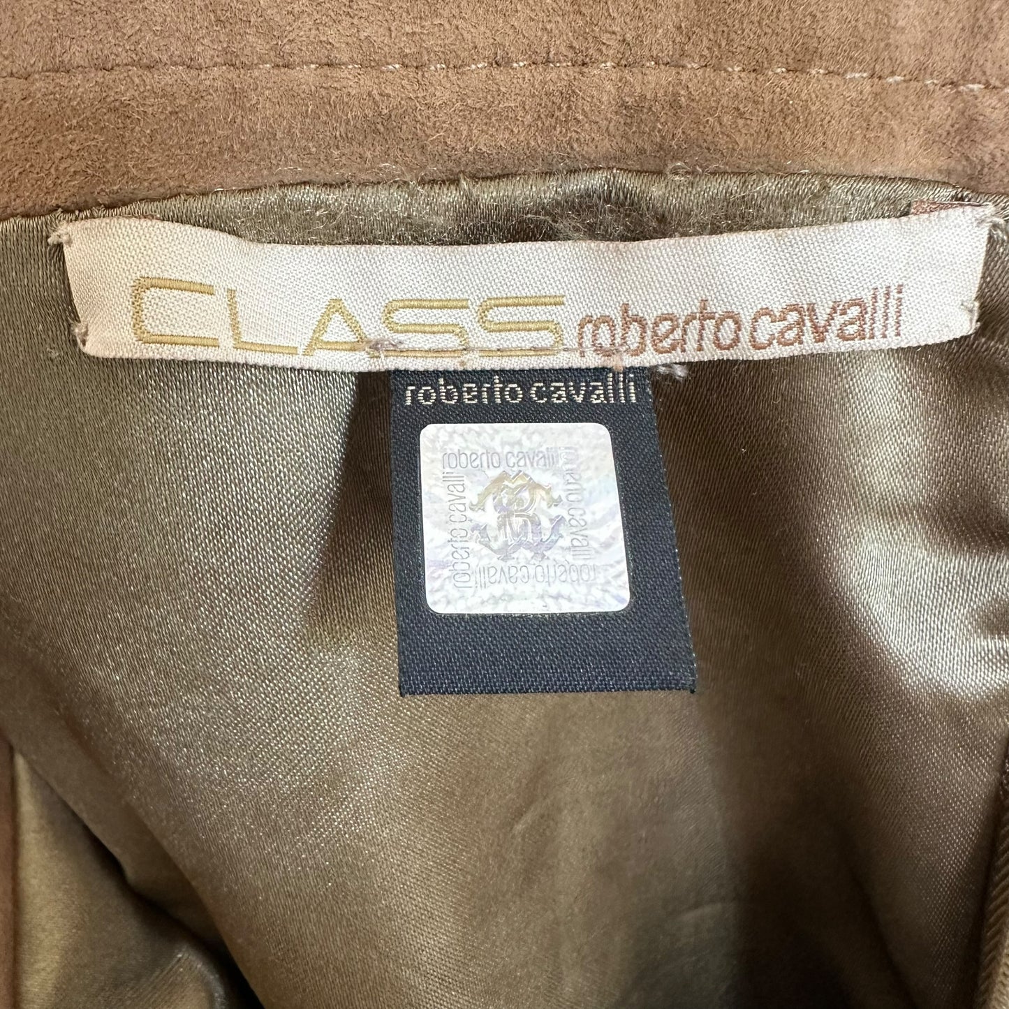 Roberto Cavalli Class Brown Suede Embroidered Mini Skirt