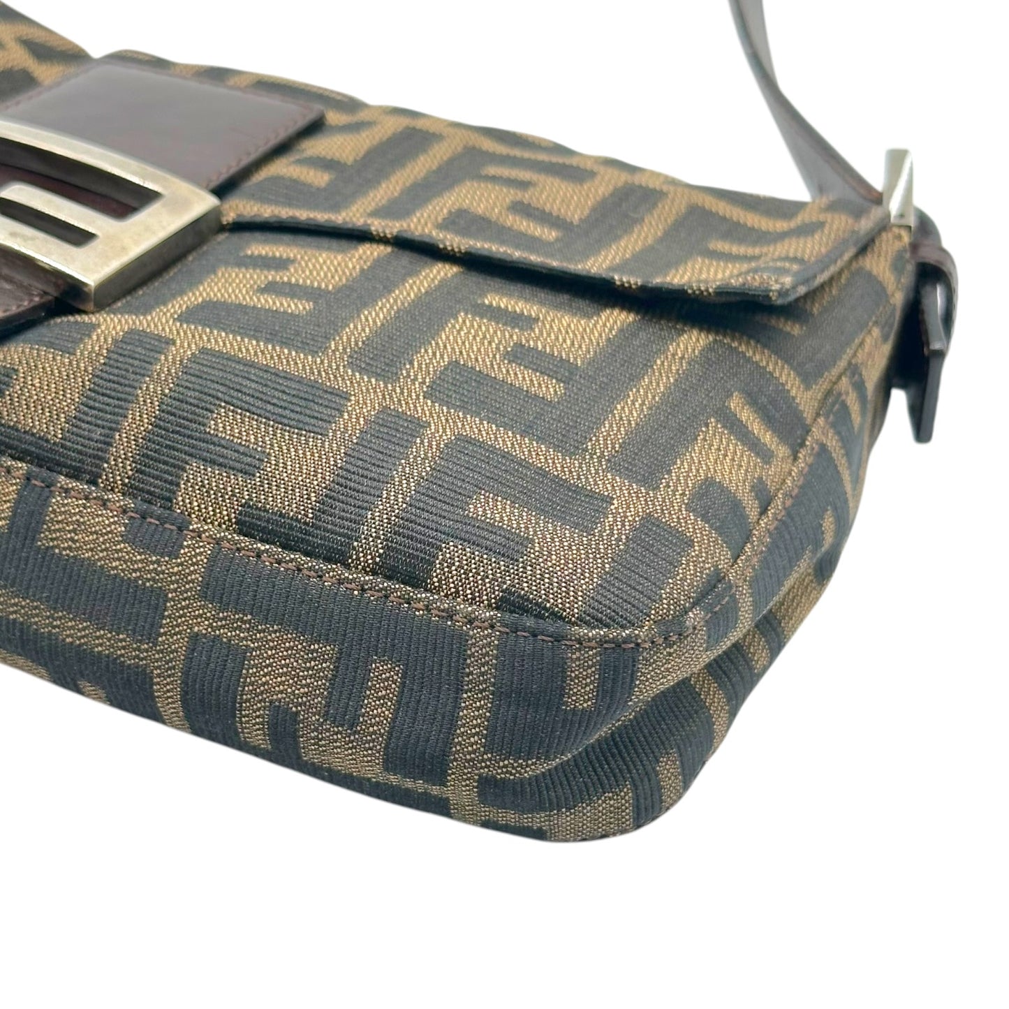 Fendi Brown Classic Zucca Monogram Baguette Bag