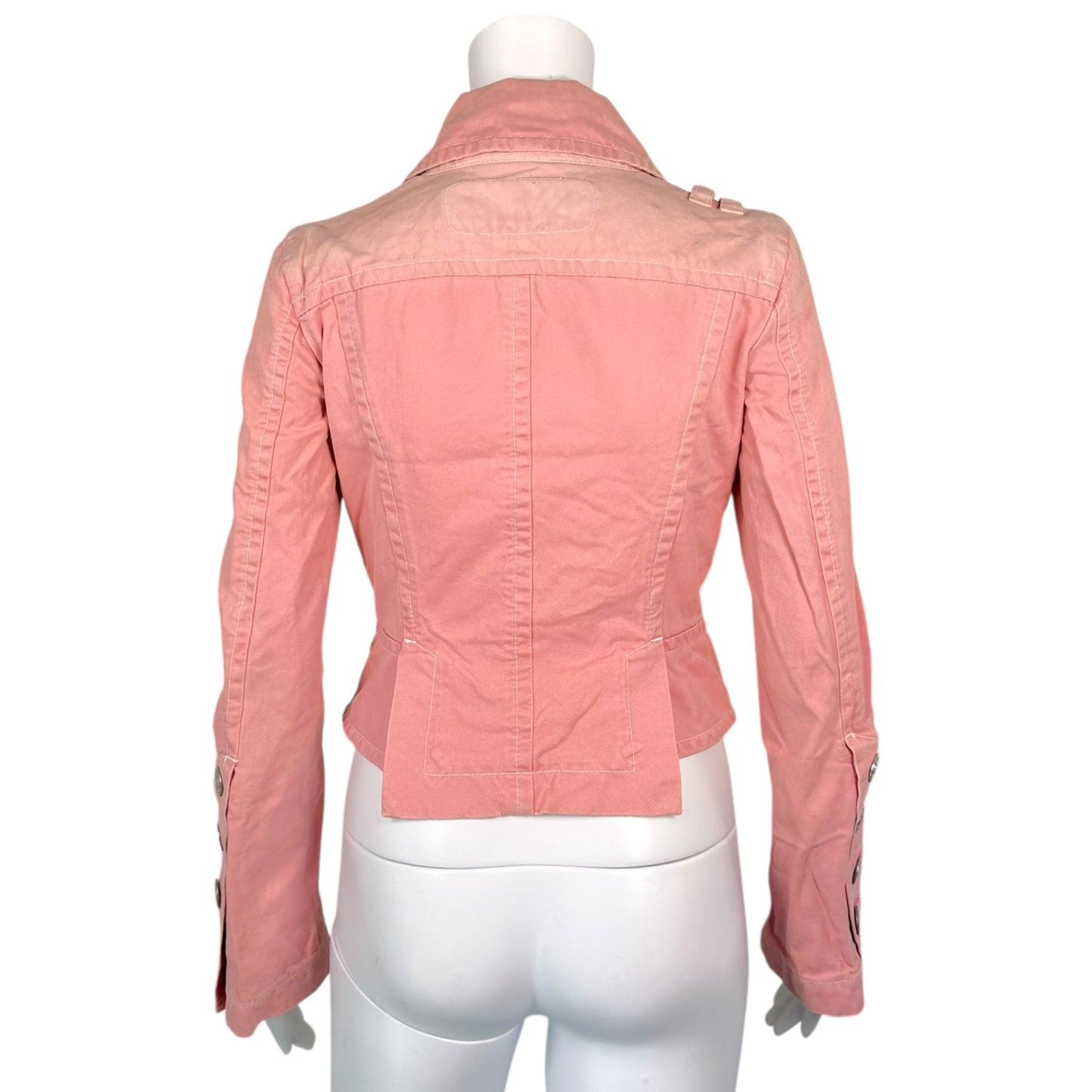 Dsquared2 Light Pink Distressed Crop Flare Sleeve Jacket