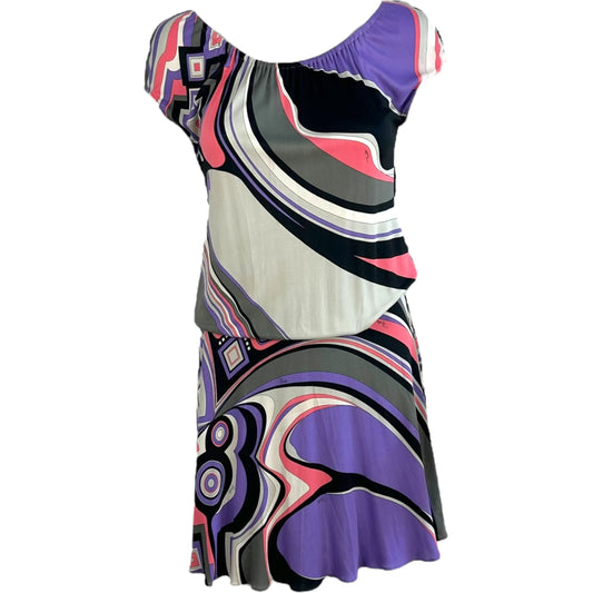 Emilio Pucci Pink & Purple Printed Ruched Mini Dress