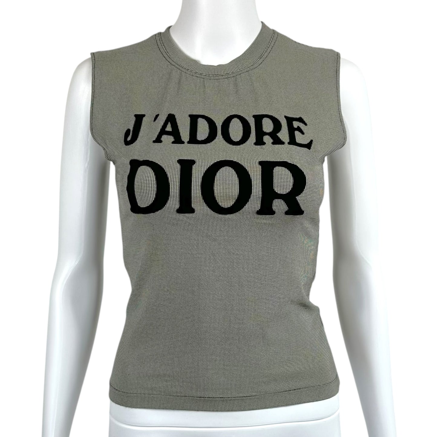 Christian Dior F/W 2002 Black & White Houndstooth J'Adore Dior Tank Top