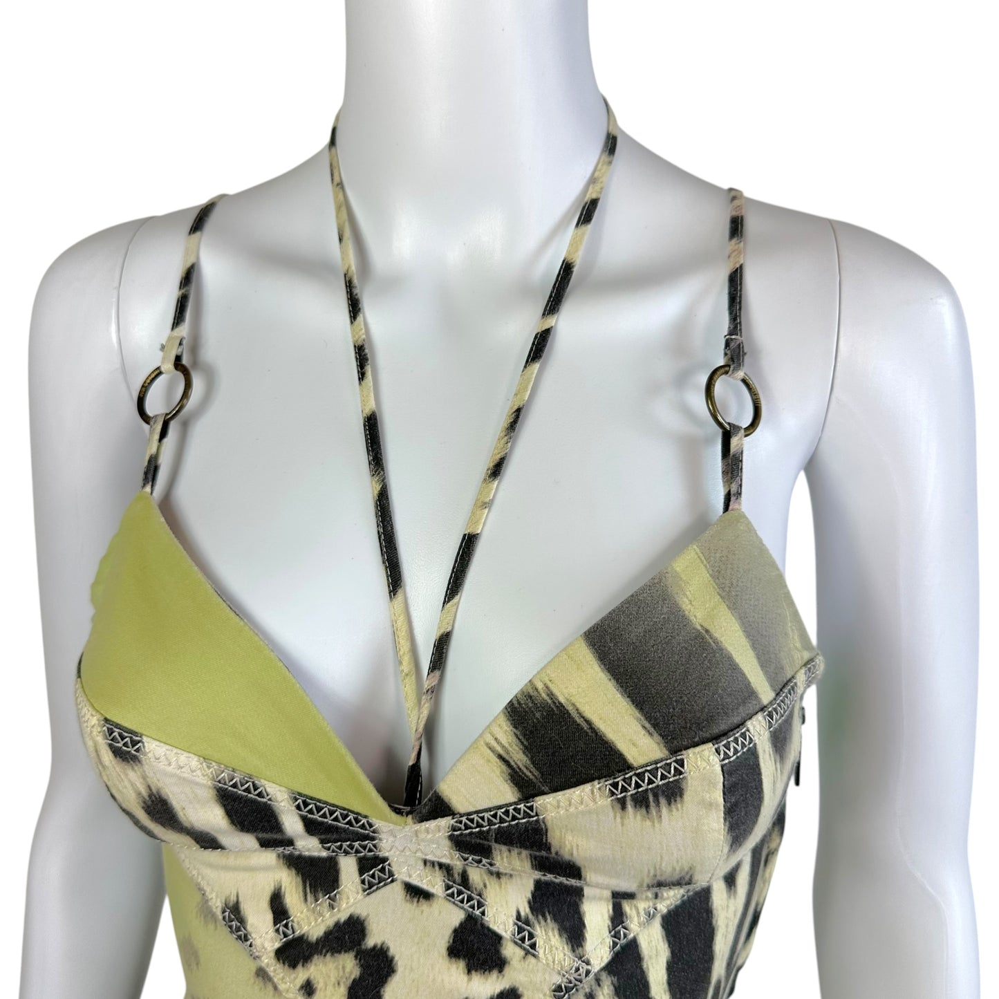 Roberto Cavalli Multicolor Leopard Halter Midi Dress