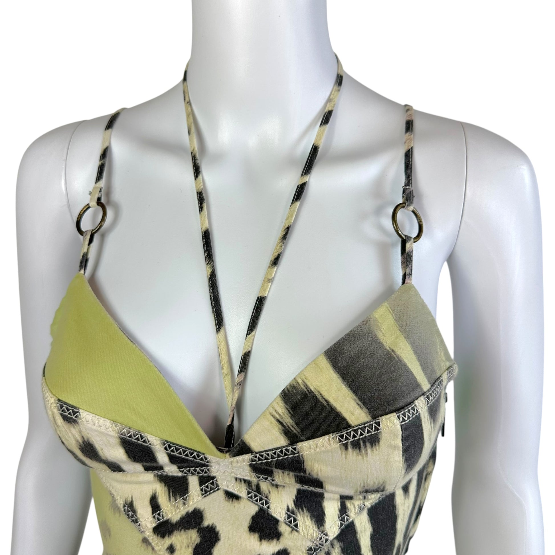 Roberto Cavalli Multicolor Leopard Halter Midi Dress