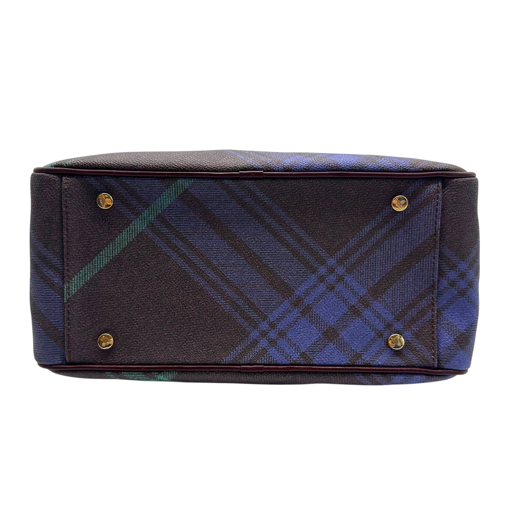 Vivienne Westwoon Burgundy & Blue Plaid Bowler Bag - Outfit Repeater