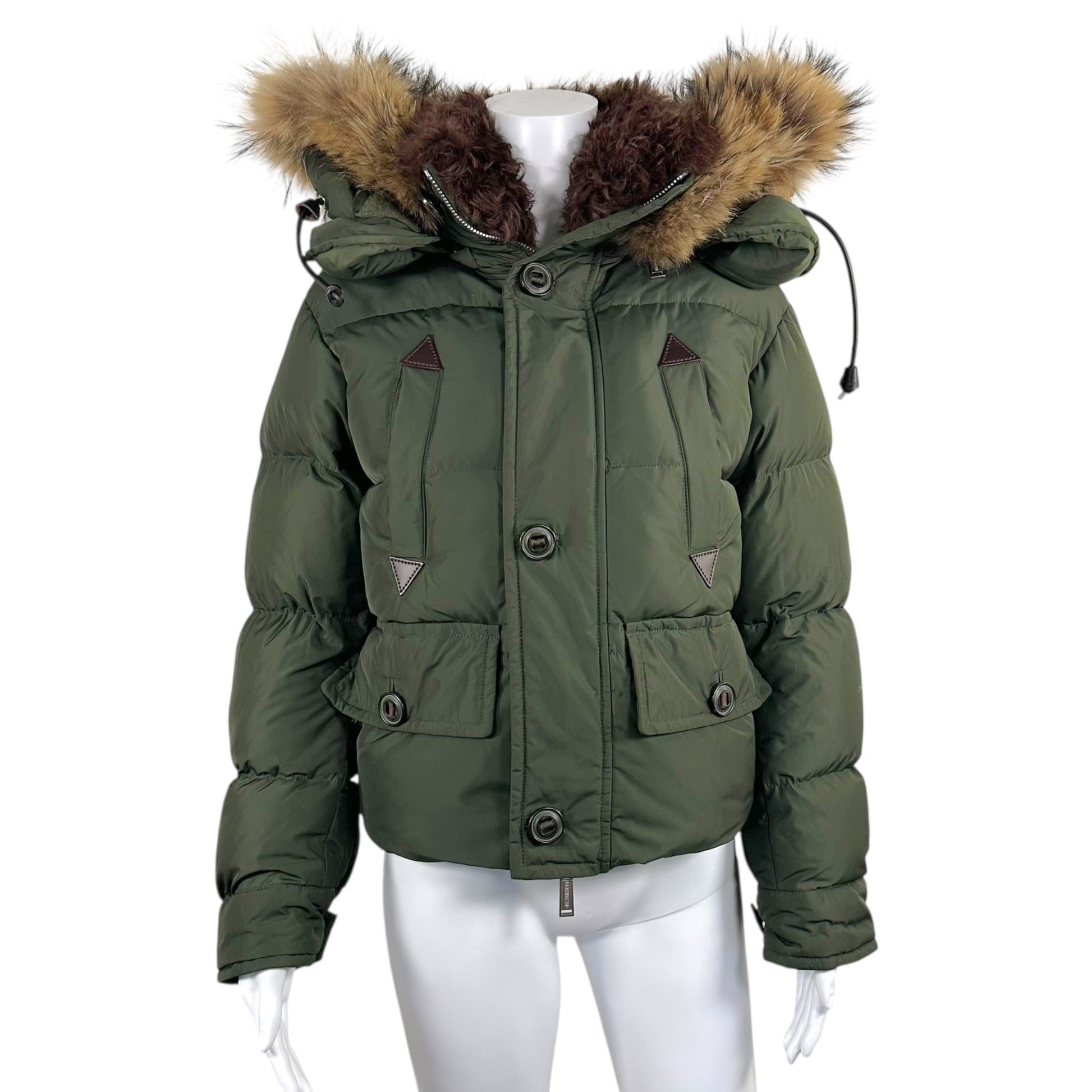Dsquared2 Army Green Fur Collar & Hood Jacket - Outfit Repeater