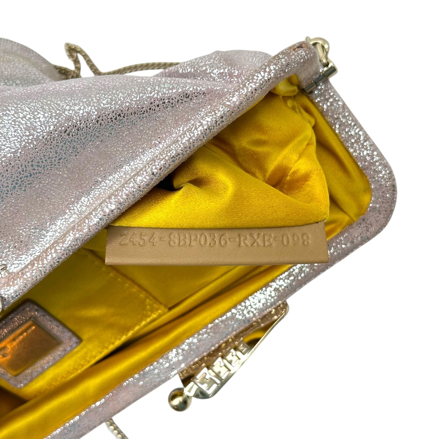 Fendi Metallic Pink & Silver Suede 2-Way Clutch Bag
