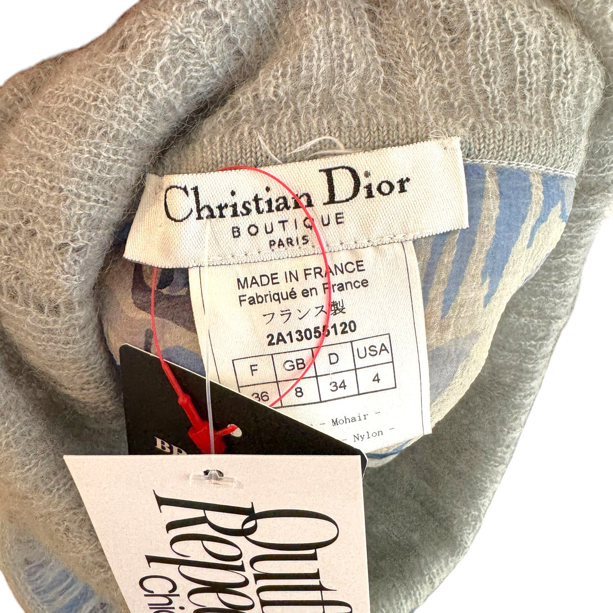 Christian Dior Sleeveless Turtleneck Top Gray Wool Silk