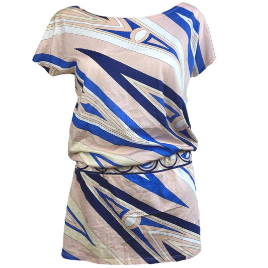 Emilio Pucci Pale Pink & Blue Printed T-Shirt Mini Dress