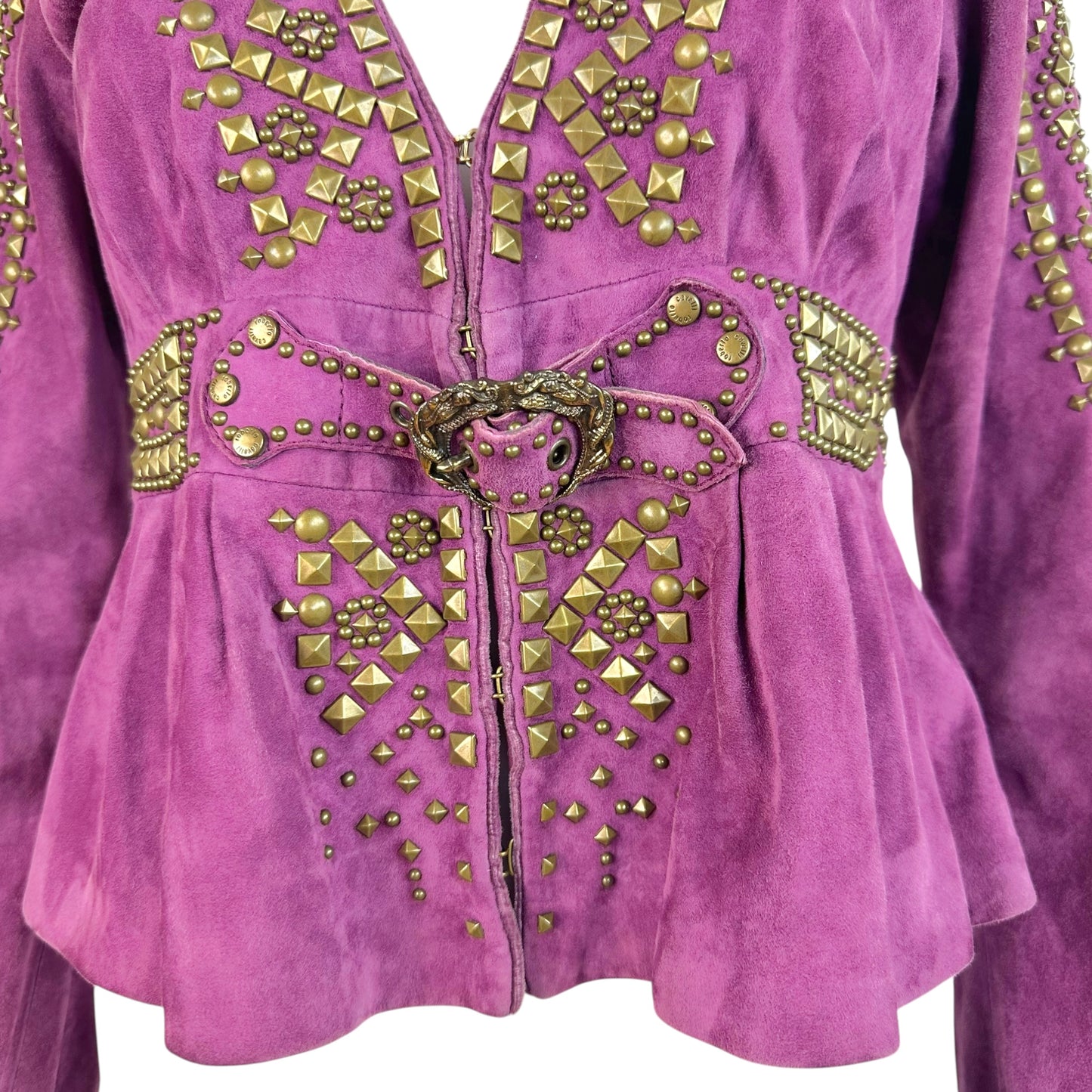 Roberto Cavalli Suede Studded Jacket Purple Gold M