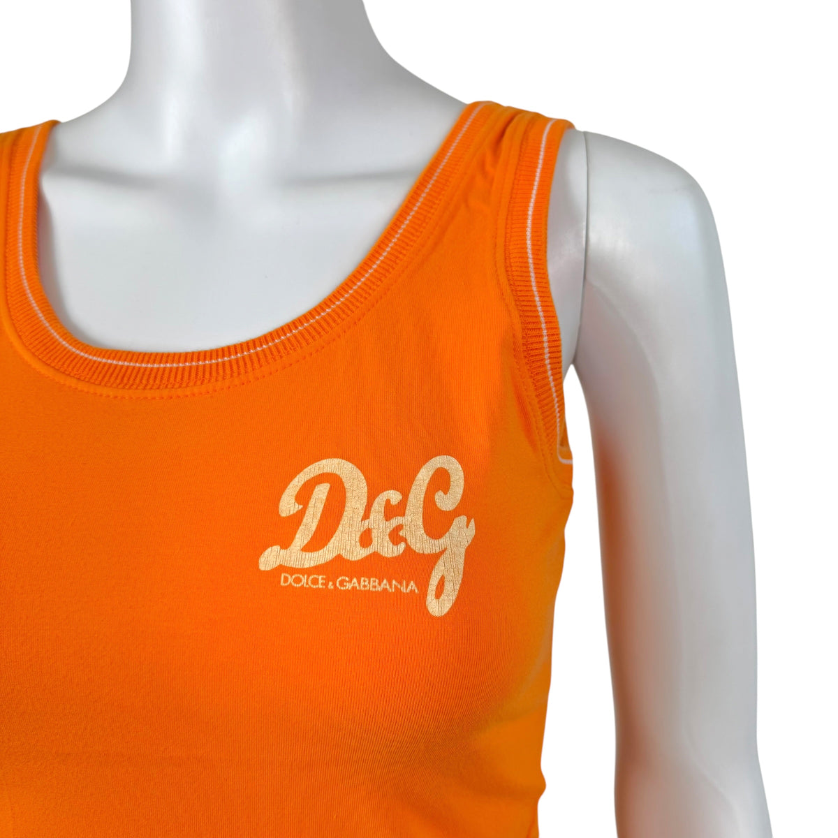 D&G Dolce & Gabbana Orange White Logo Tank Top