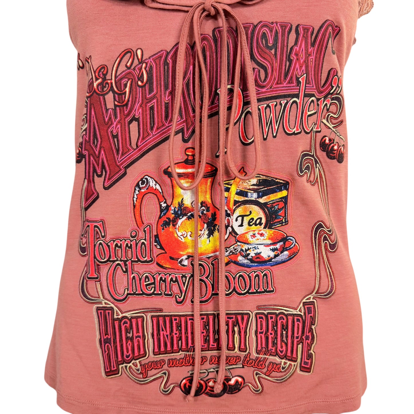 D&G Dolce & Gabbana 'Tea' Pink Graphic & Lace Tank Top - Outfit Repeater