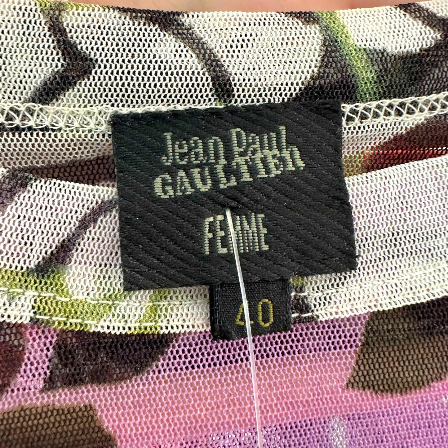 Jean Paul Gaultier Purple & Green Floral Print Mesh Longsleeve Top