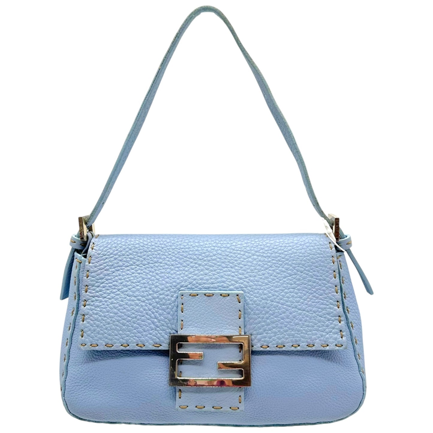 Fendi Mini Mama Baguette Bag Light Blue Leather