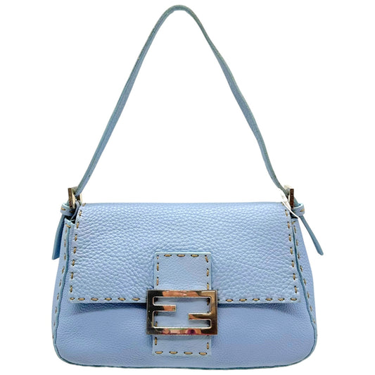 Fendi Mini Mama Baguette Bag Light Blue Leather