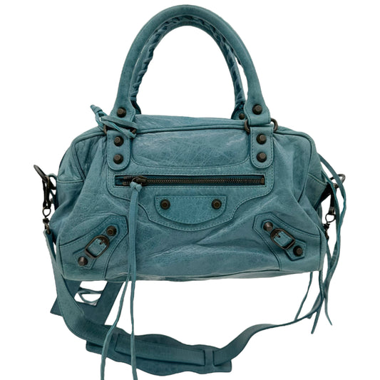Balenciaga Blue Leather Twiggy City Bag - Outfit Repeater