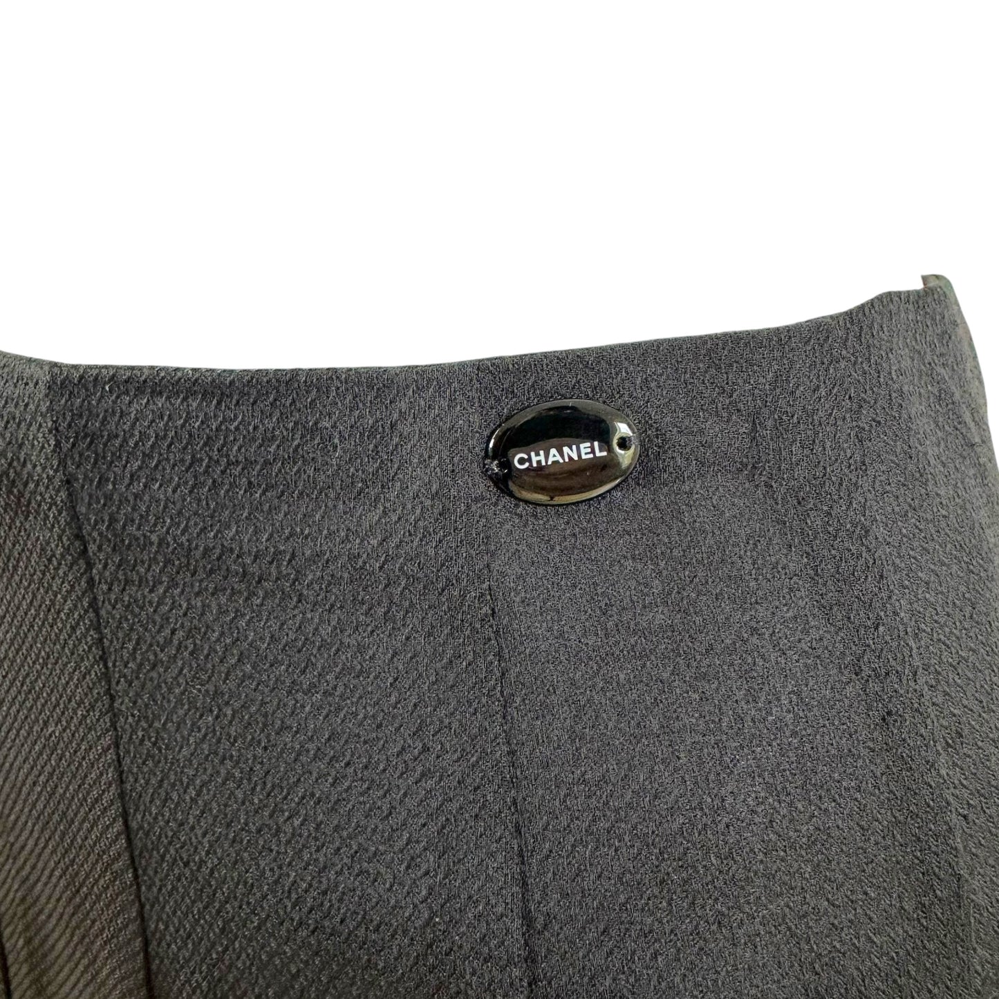 Chanel Black Silk Asymmetrical Hem Midi Skirt