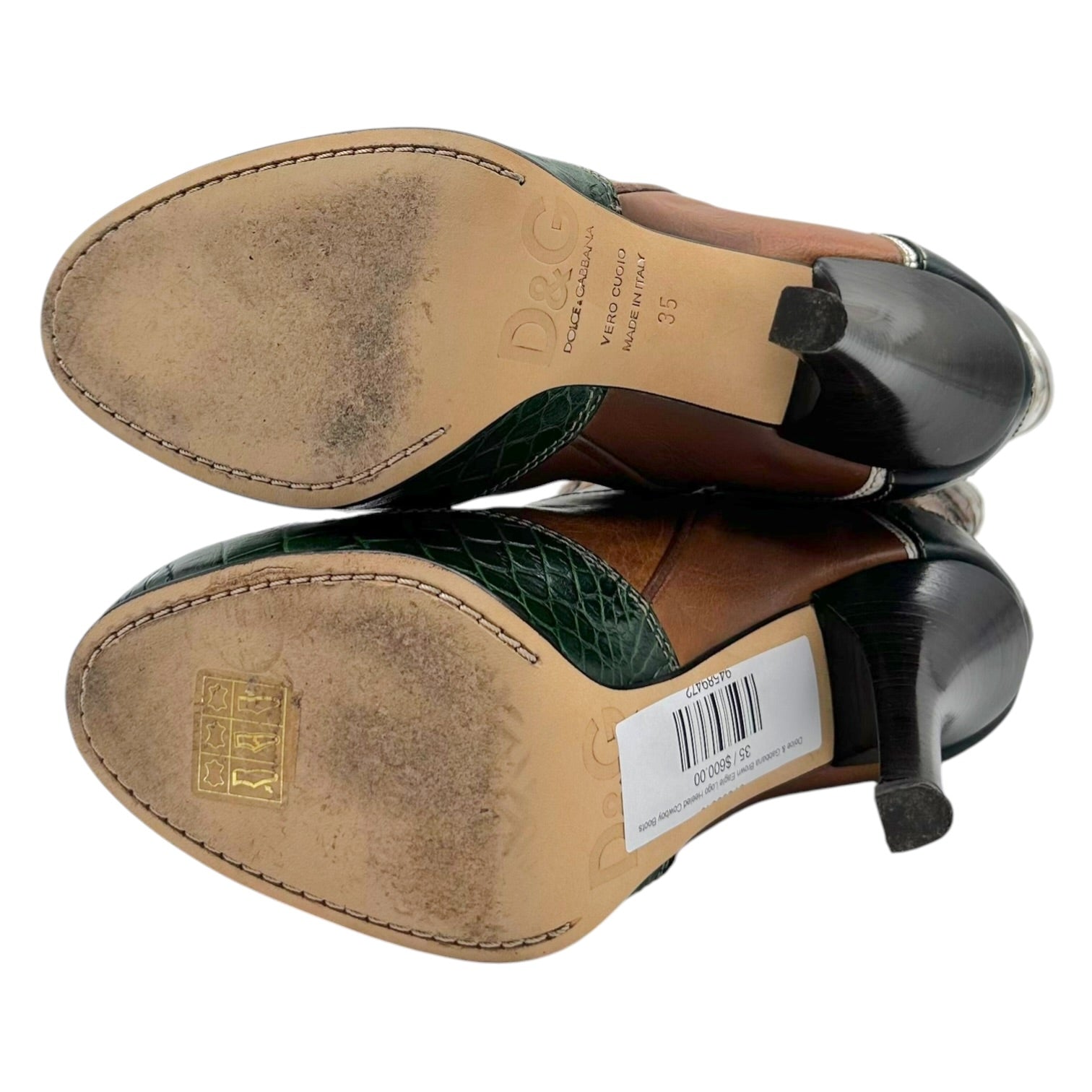 Dolce & Gabbana Brown Leather Heeled Cowboy Boots