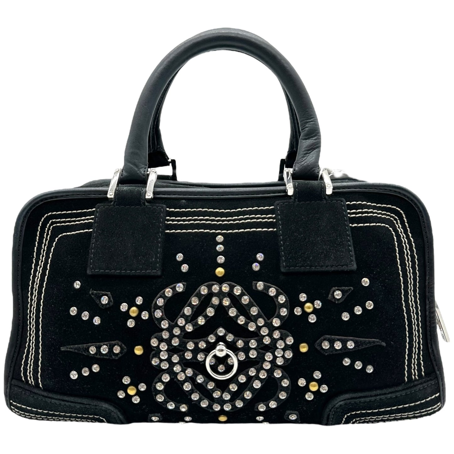 Loewe Black Suede Rhinestone Studded Amazona Bag