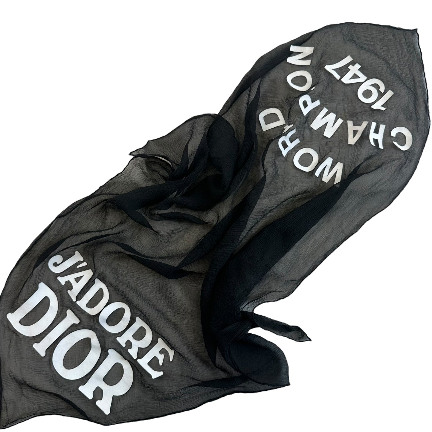 Christian Dior J'Adore Dior Black Silk Scarf - Outfit Repeater