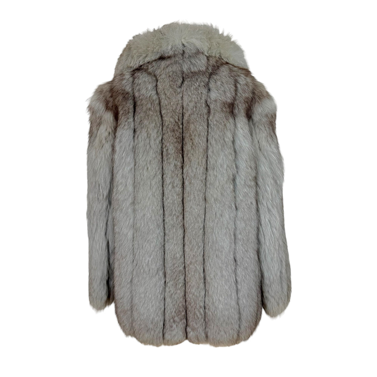Vintage Fox Fur Coat Light Gray Open Front 1980s