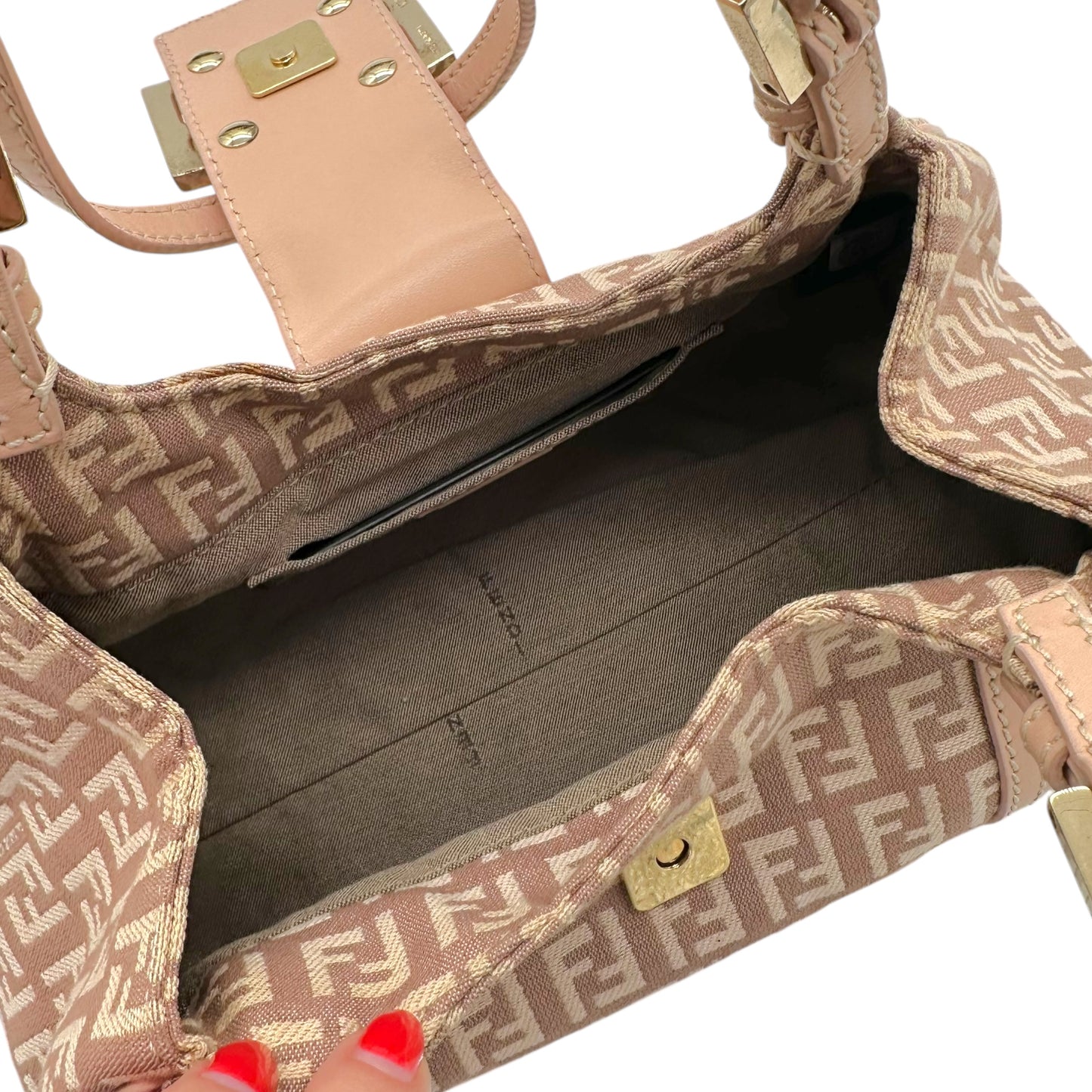 Fendi Pink Zucchino Monogram Mini Baguette Shoulder Bag - Outfit Repeater