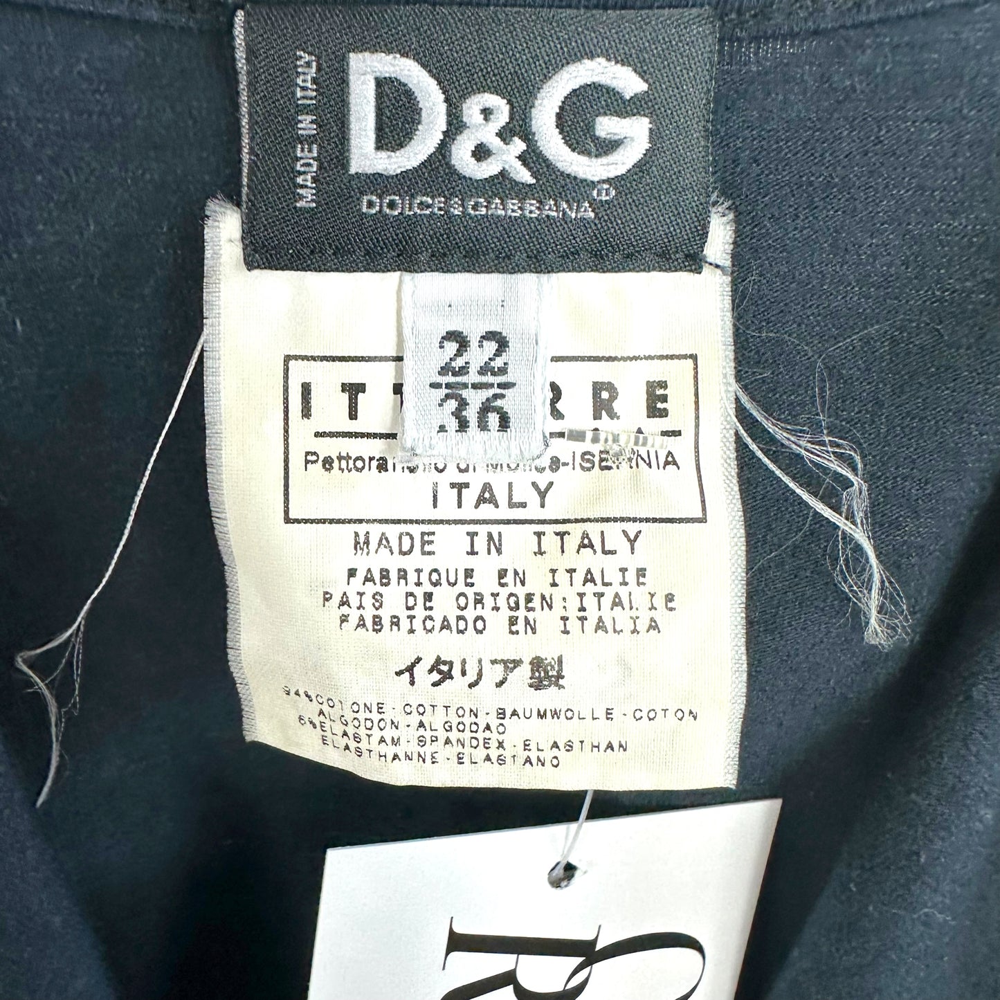 D&G Dolce & Gabbana Las Latinas Black & White Tie Shoulder Graphic Tank