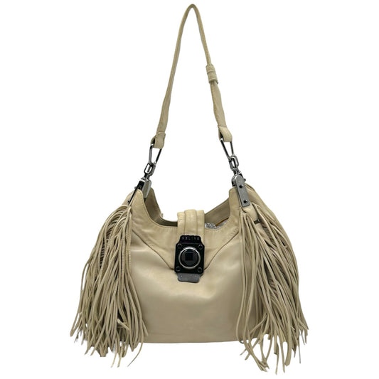 Celine Hobo Shoulder Bag Ivory Leather Fringe Trim