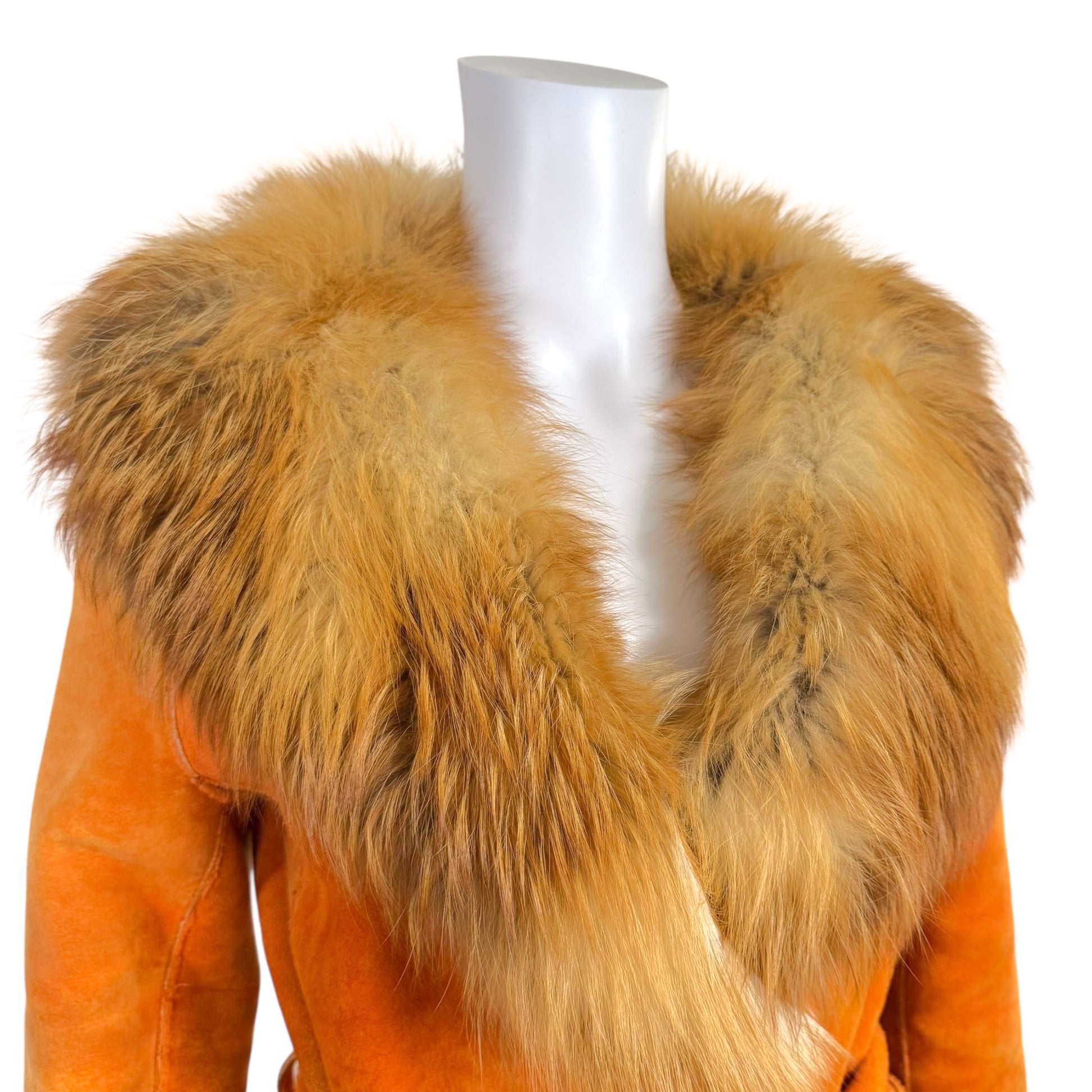 Dolce & Gabbana Orange Sheepskin & Fox Fur Wrap Coat - Outfit Repeater