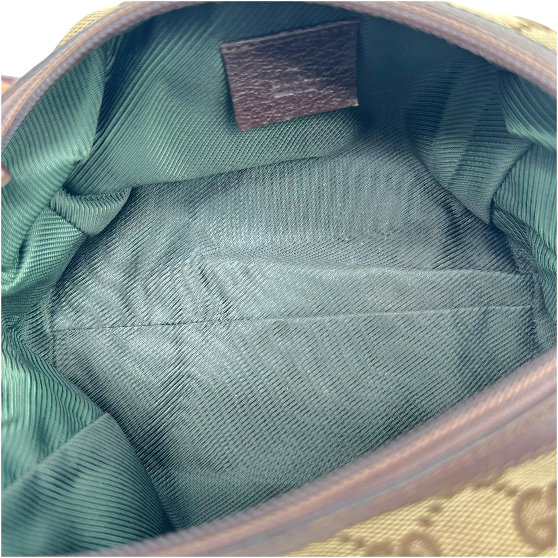 Gucci Cosmetic Pouch Tan Monogram Brown Leather