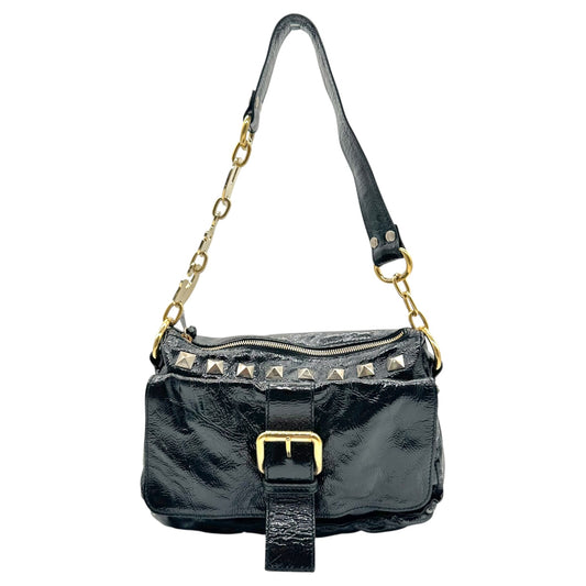 D&G Dolce & Gabbana Studded Patent Leather Logo Strap Bag