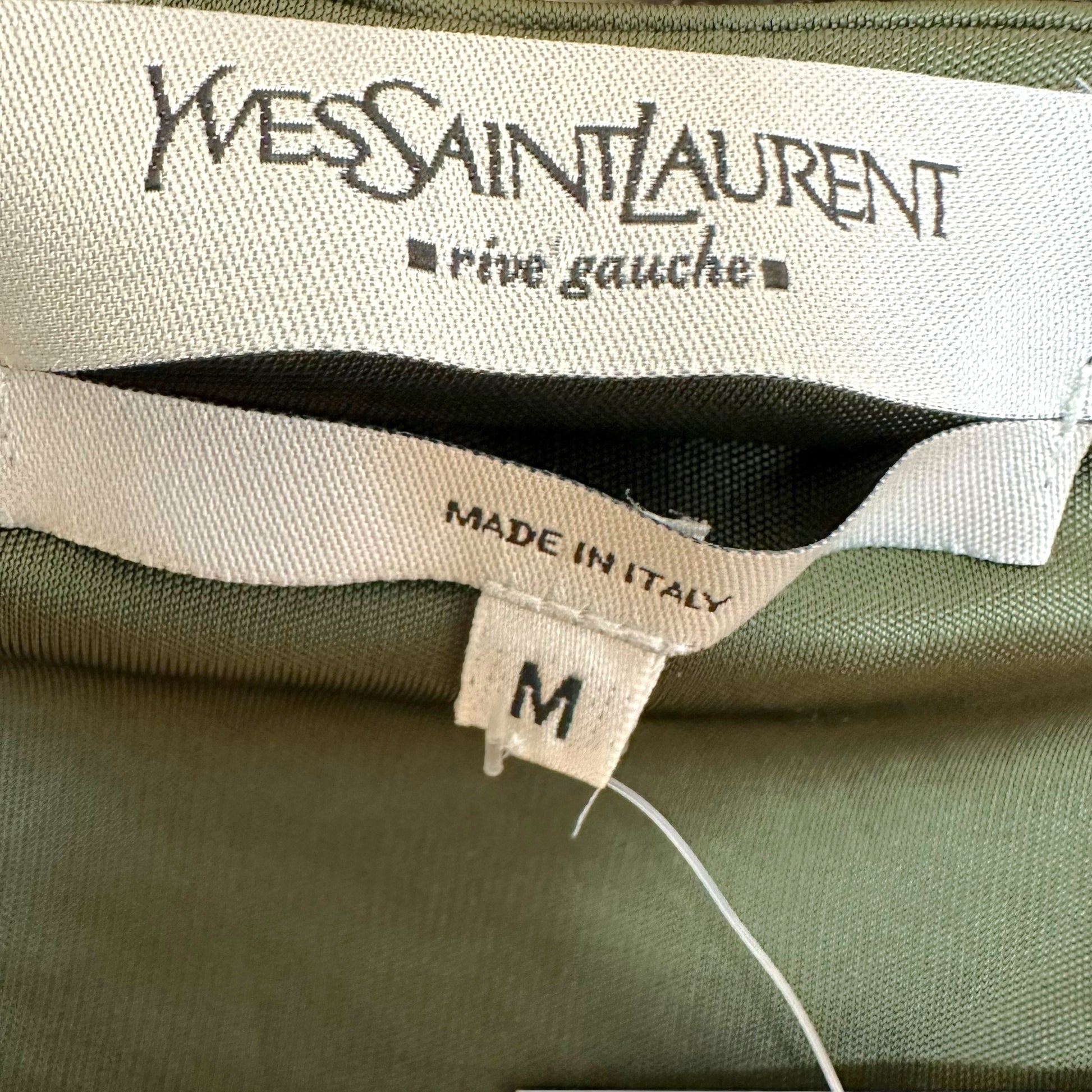 Yves Saint Laurent Khaki Green Knit Silk Midi Skirt