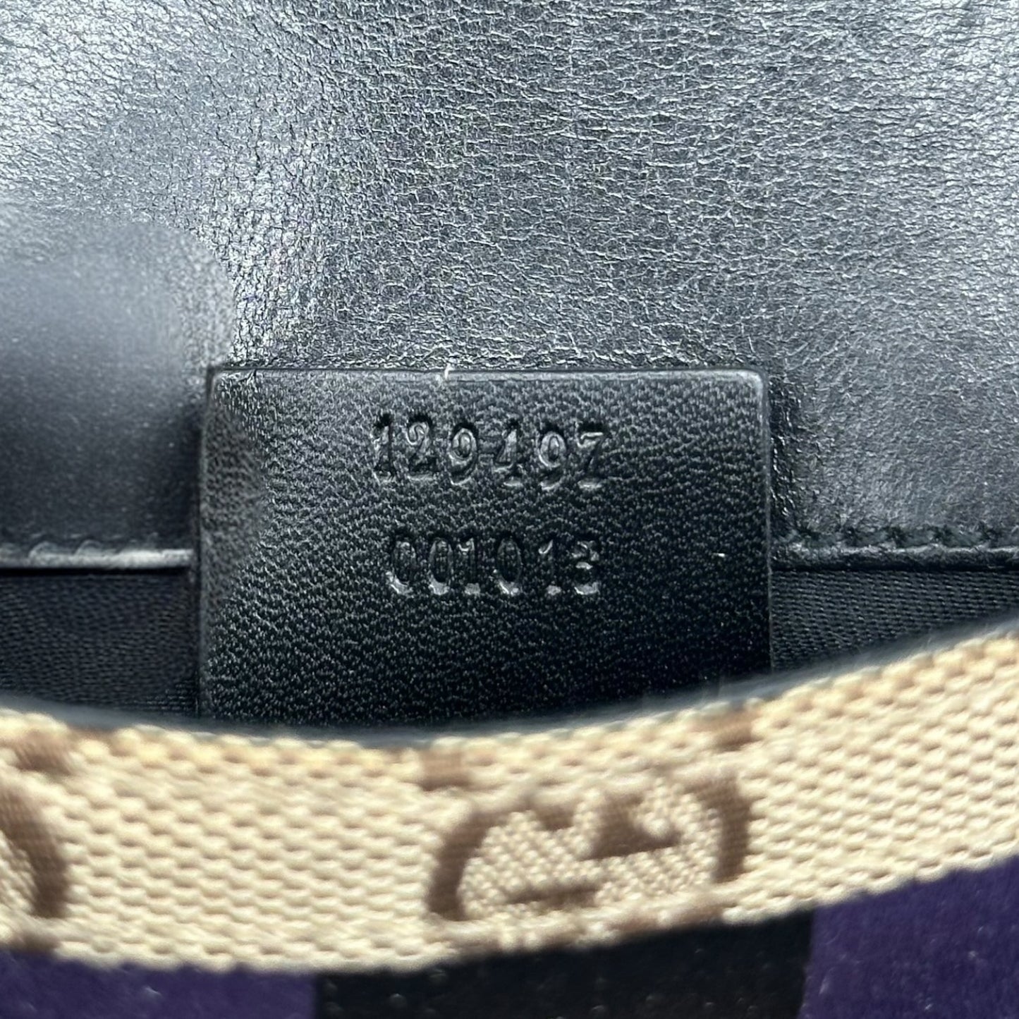 Gucci by Tom Ford 2004 Tan Monogram & Purple Silk Horsebit Bag RARE