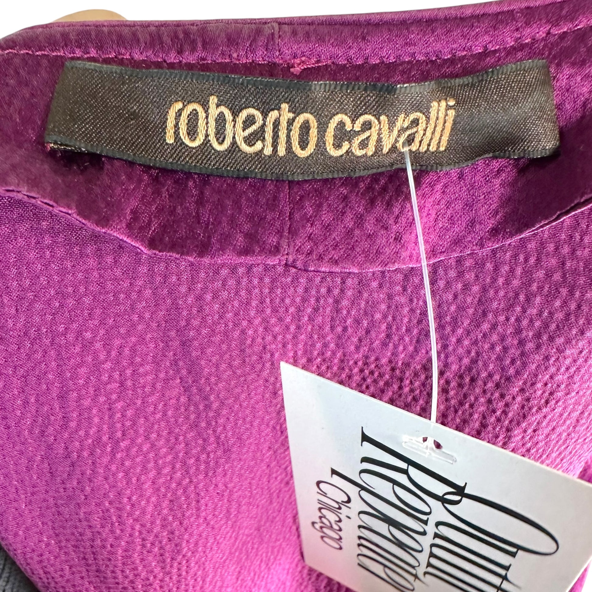 Roberto Cavalli Dolman Blouse Purple Silk Beaded Sleeve