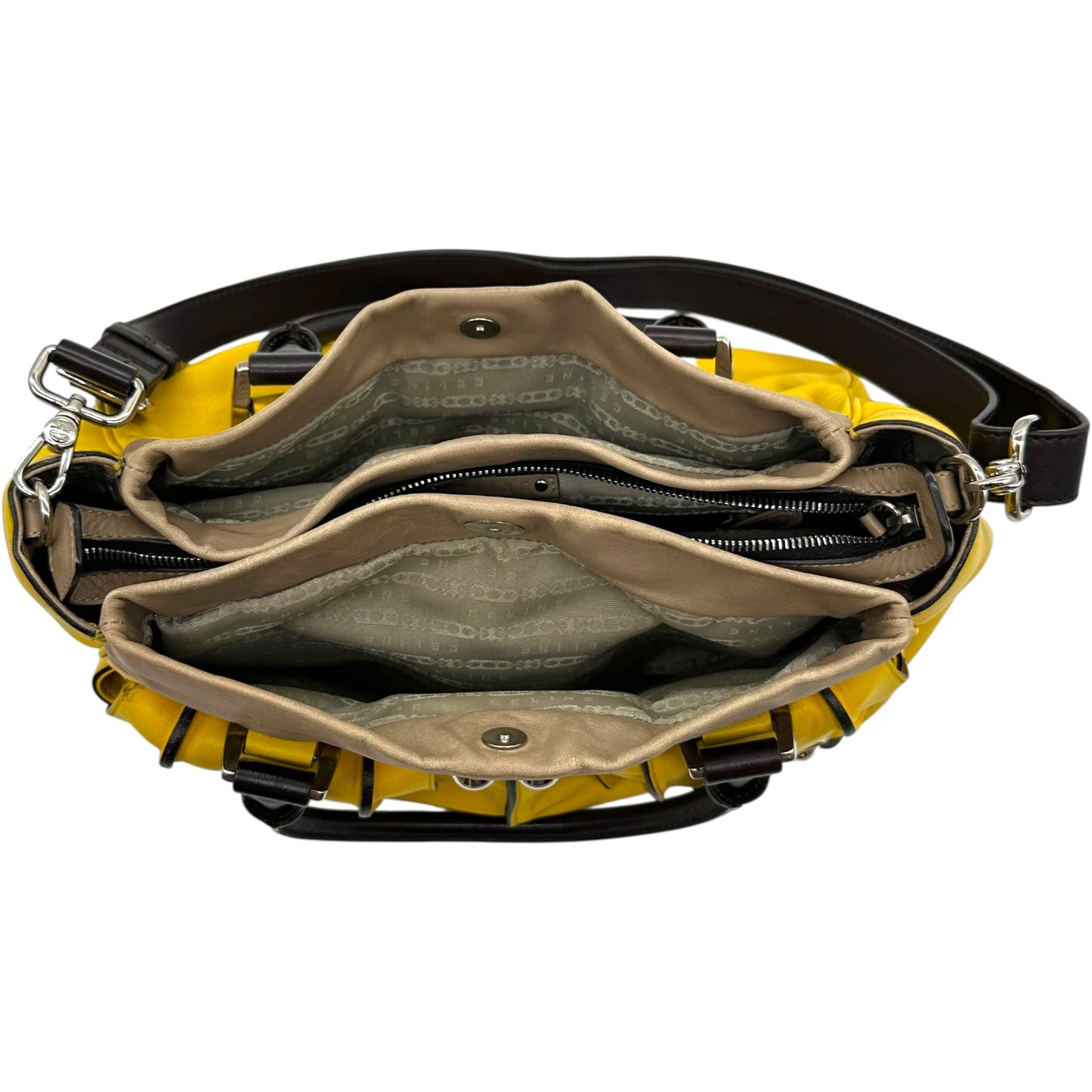 Celine Yellow Leather 2-Way Bag with Silver Hardware