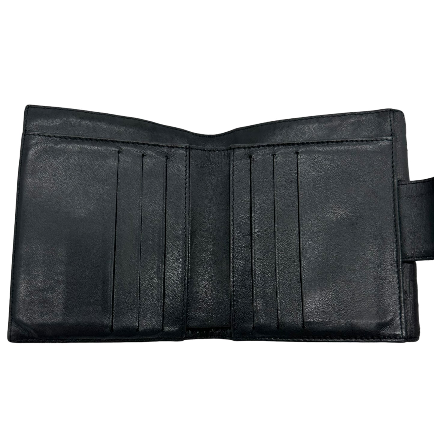 Chanel Black Leather Icon Wallet with Silver Logo Clasp