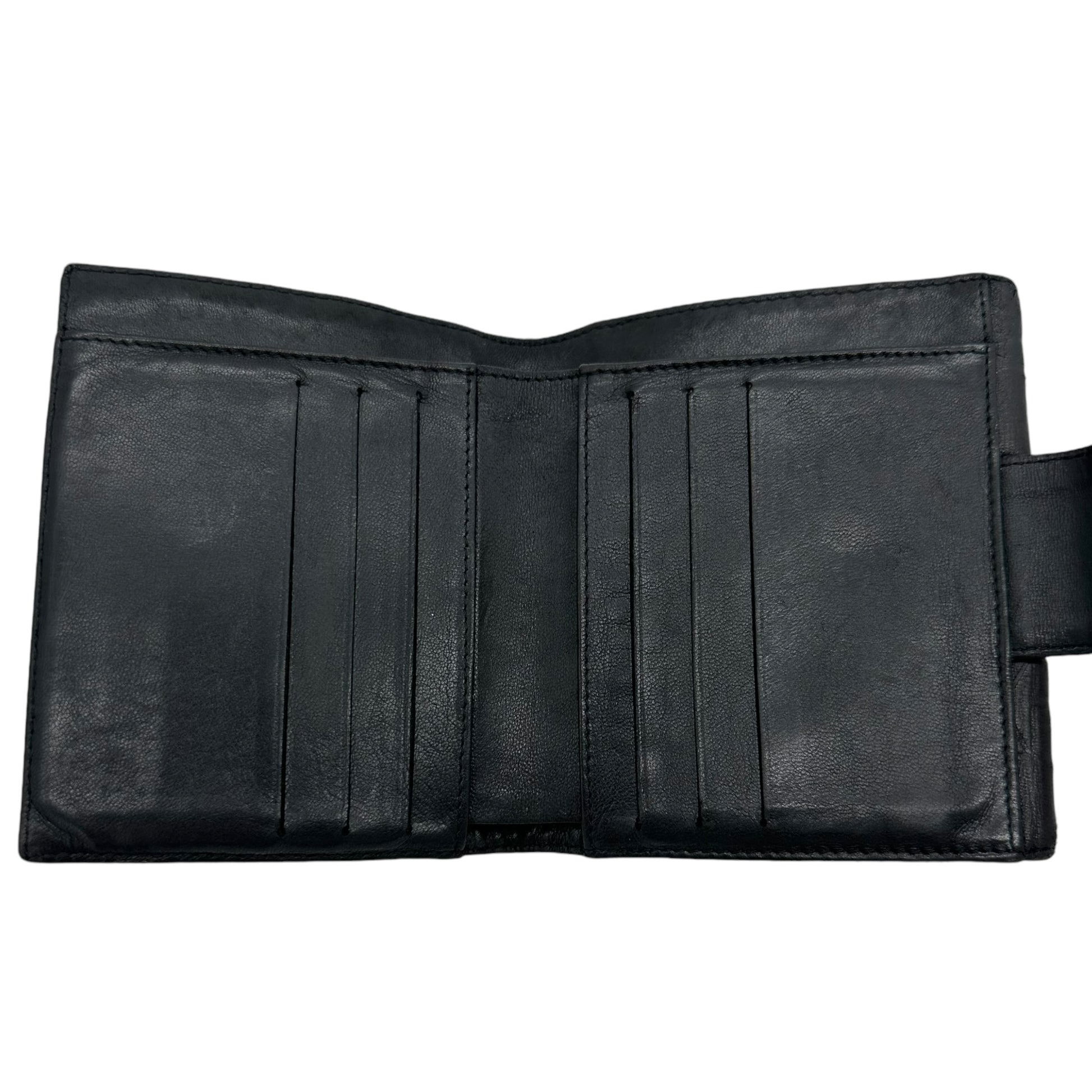 Chanel Black Leather Icon Wallet with Silver Logo Clasp