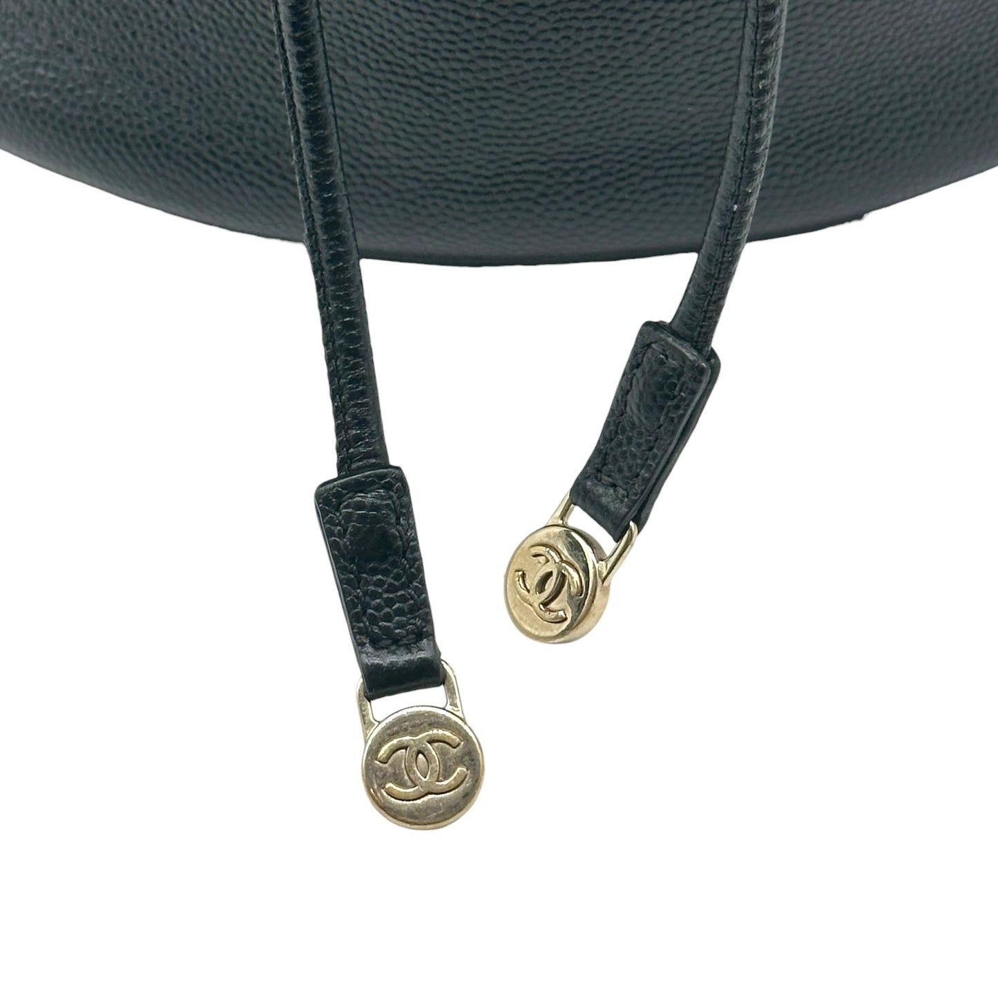 Chanel Black Caviar Bucket Bag Crossbody with Studded Logo