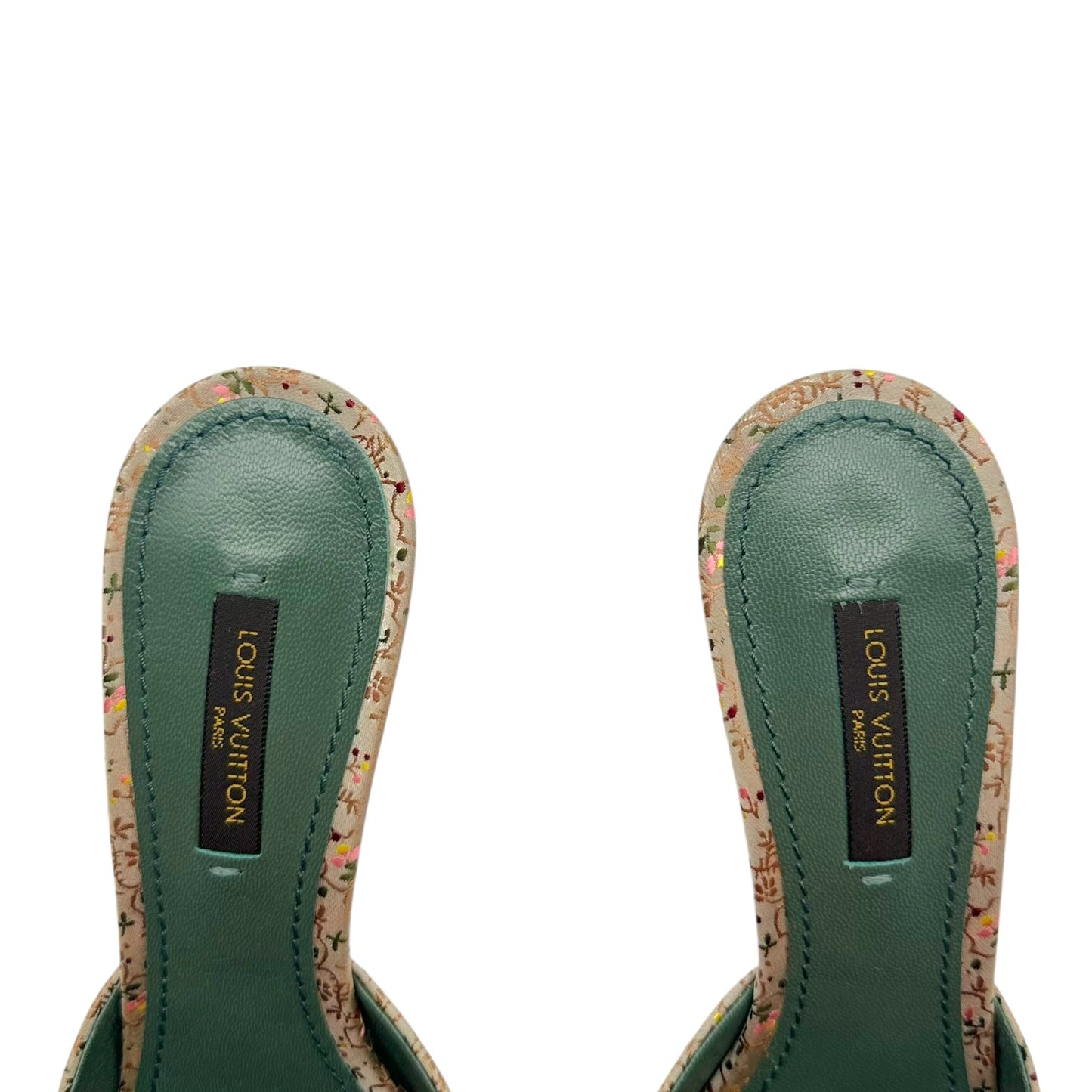 Louis Vuitton Pastel Floral Print Silk Heeled Mule Sandals